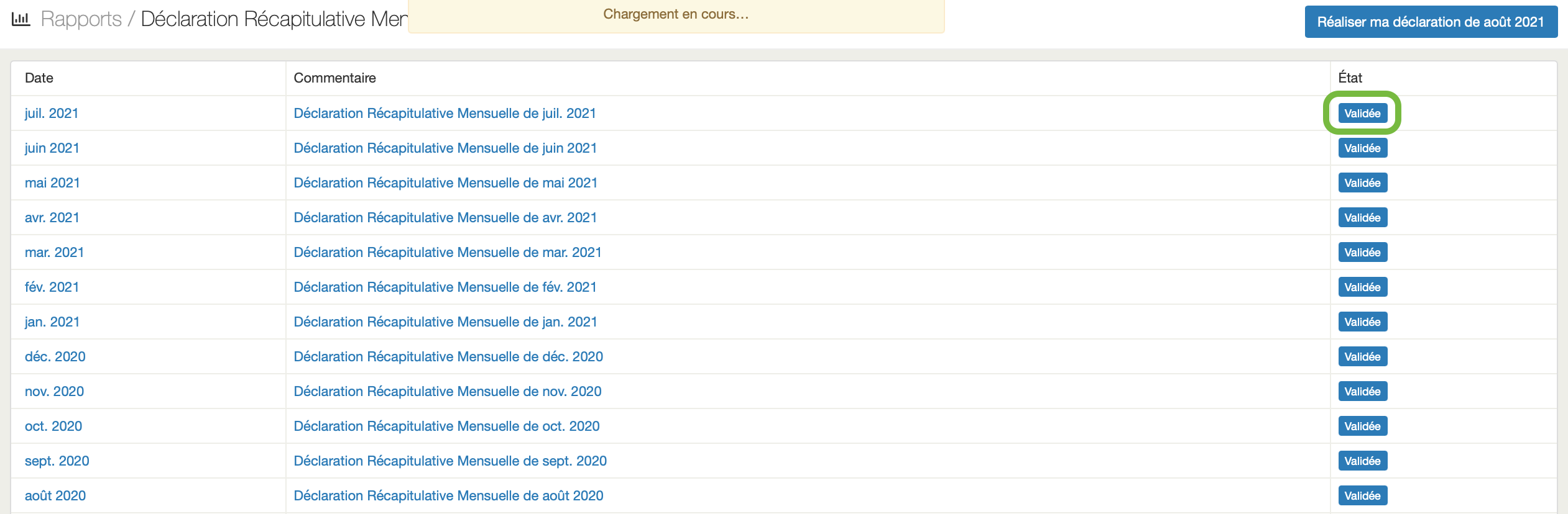 Ecran avec liste des DRM dans Baqio